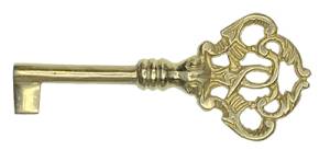 3" Door Lock Key - Brass - Image 1