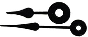 1-1/8" (28mm) Black Push-On Spade Hands for Quartz Carriage Clock Movement - Image 1