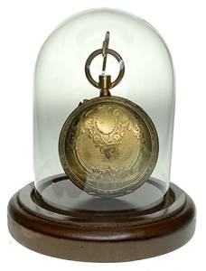 CORNING-85 - Glass Watch Display Dome With Walnut Stained Base 3" X 4-1/2" - Image 1