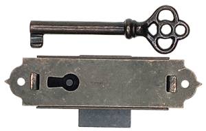 Door Lock & Key Set - 13/16" x 2-3/4" - Gun Metal -Finish - Narrow  - Image 1