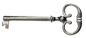 2-7/8" Nickel Plated Victorian Door Key - Image 1