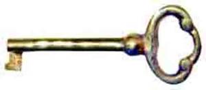 2-7/16" Door Lock  Key - Brass Plated - Image 1