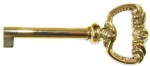 1-11/16" Door Lock Key -Howard Miller Style - Brass Plated - Image 1