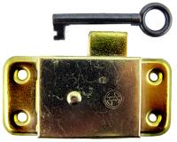 Door Lock & Key Set - 1-11/32" W x 3" L - Brass