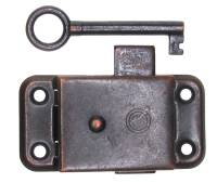 Door Lock & Key Set  1-1/4" x 2-1/2" - Blackened Steel