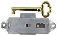Clock Repair & Replacement Parts - Case Parts - Door Lock & Key Set - 13/16" x 2-3/4" - Nickeled - Narrow 