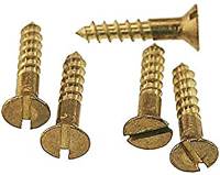 Fasteners - Screws (Inch & Metric Sizes) - STAFAST-93 - Brass Wood Screw  #2 x 5/8" Flat Head   100-Pack