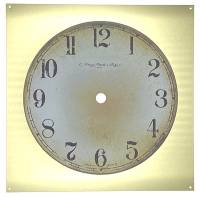 Dials & Related - Metal Dials - Hermle 7-7/16" (190mm) Square Distressed Arabic Mission Clock Dial