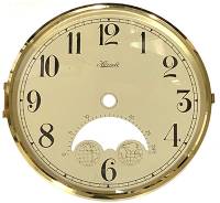 Clock Repair & Replacement Parts - Dials & Related - Hermle 6-3/8” Ivory Arabic Moon Dial, Bezel, Convex Glass Assembly