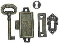 Case Parts - Doors & Parts (Locks, Keys, Latches, Etc.) - Cast bronzed Lock & Key Set