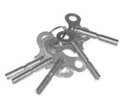 Clock Keys, Winders, Cranks & Related - Single End Extra Long Shaft Standard Wing Key - TS-19 - Long Shaft Single End Key 5-Piece Assortment - American Sizes