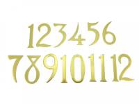 Numeral Sets, Minute  & Hour Markers, Bar & Dot Sets - Arabic Numeral Sets - 33mm Brass Plated Aluminum Arabic Number Set